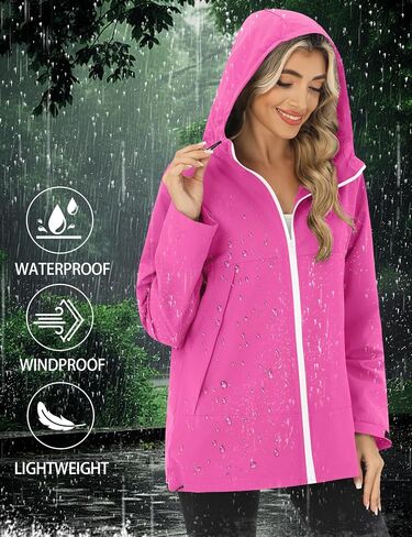 Avoogue Rain Jacket Women Waterproof Lightweight Raincoat Lined Outdoor Hooded Windbreaker in Saudi Arabia