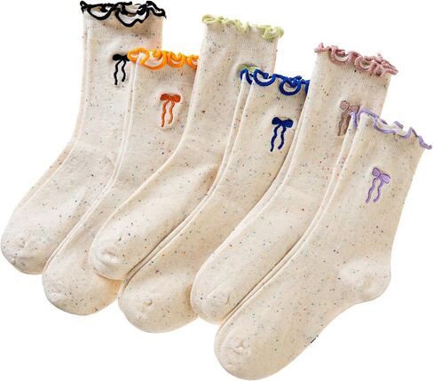 SeeyAN Girls Ruffle Socks Frilly Kids Crew Dress Cotton Soft Cute Toddler Socks 6 Pairs in Kuwait