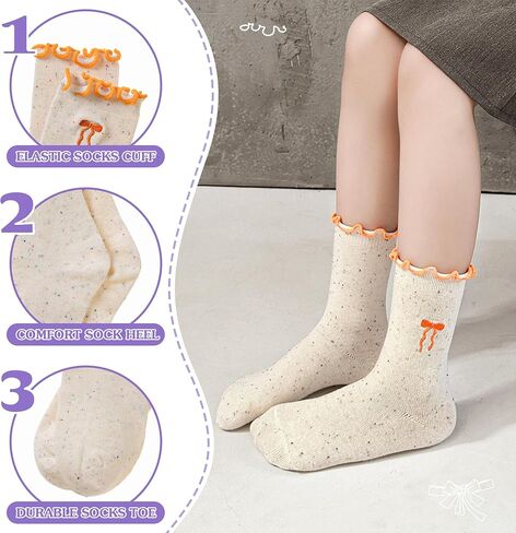 SeeyAN Girls Ruffle Socks Frilly Kids Crew Dress Cotton Soft Cute Toddler Socks 6 Pairs in Kuwait