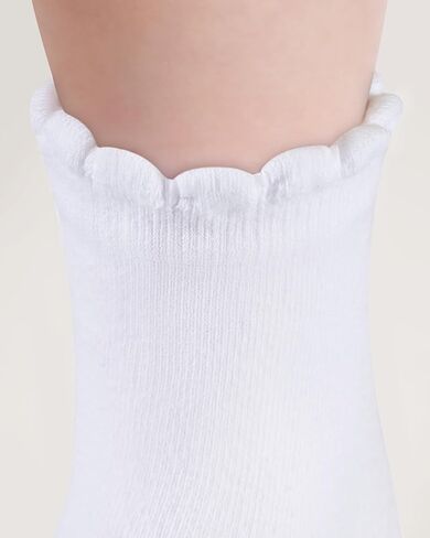 6 Pairs Girls White Socks Soft Cotton Ruffle Sock School Uniform Dress Socks Size 5-12 Years in Kuwait