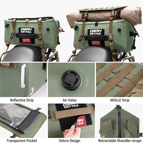 Waterproof Motorcycle Tail Bag, 40L Waterproof Duffel Bag, Motorcycle Dry Bag, Multifunctional Luggage Bag with Shoulder Straps for Travel, Camping, Fishing in Kuwait