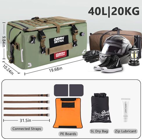 Waterproof Motorcycle Tail Bag, 40L Waterproof Duffel Bag, Motorcycle Dry Bag, Multifunctional Luggage Bag with Shoulder Straps for Travel, Camping, Fishing in Kuwait