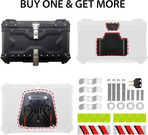 VOKKA Motorcycle Top Case, 45L Aluminum Motorcycle Trunk, Waterproof, Dustproof and Anti-Theft, Easy Installation with Universal Baseplate, with Comfortable Backrest for Travel Riding, Silver in Saudi Arabia