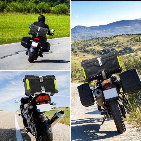 VOKKA Motorcycle Top Case, 45L Aluminum Motorcycle Trunk, Waterproof, Dustproof and Anti-Theft, Easy Installation with Universal Baseplate, with Comfortable Backrest for Travel Riding, Silver in Saudi Arabia