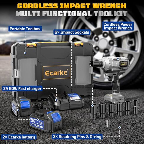 Ecarke Cordless Impact Wrchen 1/2 بوصة لـ Makita ، 900 قدم رطل (1200 ن. in Kuwait