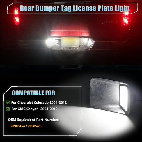 LED License Plate Light for Colorado Canyon 2004-2012 Pickup Truck, Replace OEM# 20985454, 20985455 Led Rear Tag Lamp, 6000K White Lights, 2 PCS in Saudi Arabia