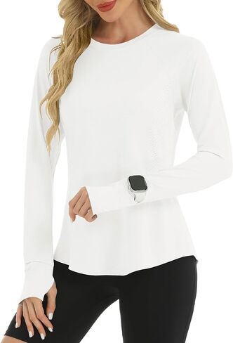 Rapbin Women's UPF 50+ UV Shirts Long Sleeve Workout Tops Quick Dry Lightweight Sun Shirts for Hiking Outdoor Rash Guard in Kuwait