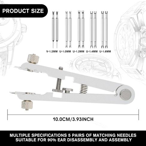 11 Pack Watch Spring Plier Tool Kit Watch Band Bar Tweezers Tool Pliers Including 10 Tips Pin for Watch Disassembling & Replacing (Black) in Kuwait
