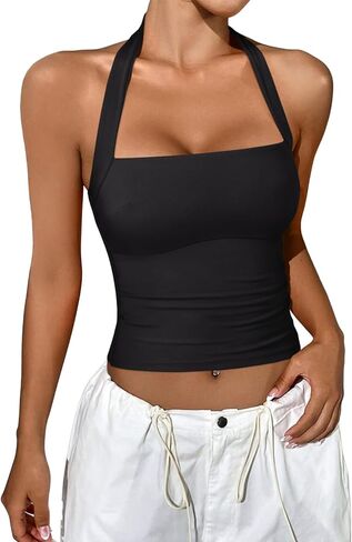 REORIA Women's Halter Out Out Tops 2025 Summer y2k قمصان بلا أكمام خزان محصول مثيرة TOP Y2K Outfits in Kuwait