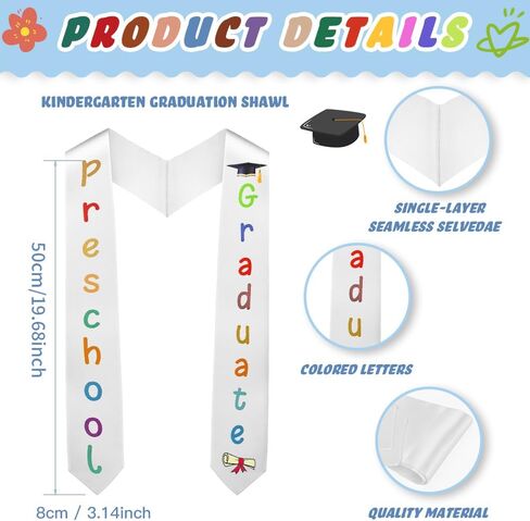 Kindergarten Preschool Graduation Sash, Printed Graduation Stole Unisex Graduation Sash Class of 2025 Graduation Gift in Saudi Arabia