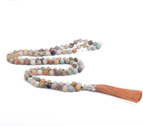 KIKILA Mala Beads 108 Natural Stone GemStones Japamala Yoga Meditation Hand Knotted Beaded Tassel Necklace for Women Men in Kuwait