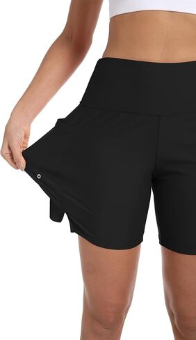 Women's 7" High Waisted Swim Board Shorts Quick Dry Beach Swimsuit Bottom Shorts for Women with Liner Pockets in Saudi Arabia