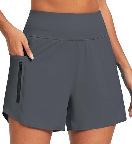 IUGA 5'' Swim Board Shorts Women High Waisted Beach Shorts for Women Quick Dry UPF 50+ Swimsuit Bottoms with Liner in Saudi Arabia