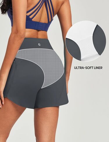 IUGA 5'' Swim Board Shorts Women High Waisted Beach Shorts for Women Quick Dry UPF 50+ Swimsuit Bottoms with Liner in Saudi Arabia
