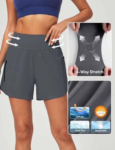IUGA 5'' Swim Board Shorts Women High Waisted Beach Shorts for Women Quick Dry UPF 50+ Swimsuit Bottoms with Liner in Saudi Arabia