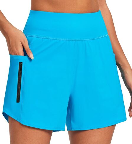IUGA 5'' Swim Board Shorts Women High Waisted Beach Shorts for Women Quick Dry UPF 50+ Swimsuit Bottoms with Liner in Saudi Arabia