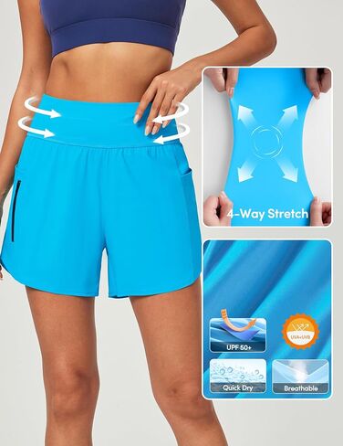 IUGA 5'' Swim Board Shorts Women High Waisted Beach Shorts for Women Quick Dry UPF 50+ Swimsuit Bottoms with Liner in Saudi Arabia