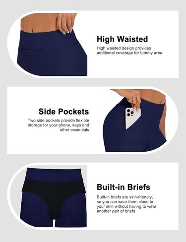 Bonneuitbebe Women's Swim Shorts High Waisted Bathing Suit Bottoms Swimwear Boyshort Swimming Swimsuit Board Shorts in Kuwait