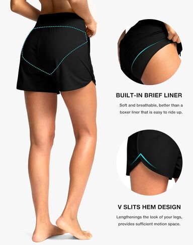 G تدريجي للنساء 4 '' 'High Cherced Swim Shorts Quick Dry Swimming Suit Suit for Women with jobits liner in Saudi Arabia