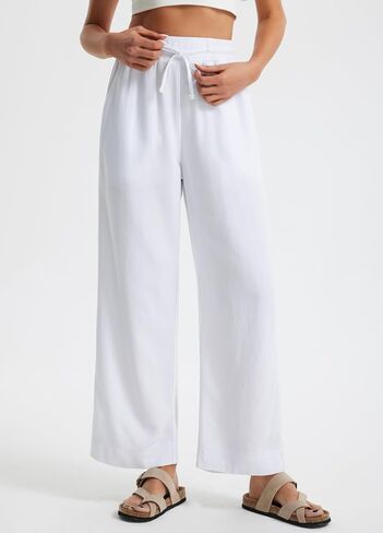 Libin Linen Pants Women Wide Leg Casual Beach Pants Cotton Linen Summer Lounge Pants Travel Work Trousers with Pockets in Saudi Arabia