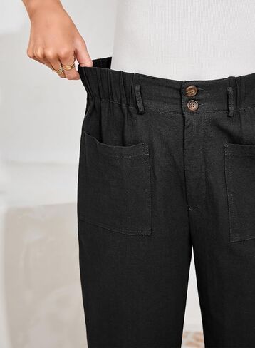 Dokotoo Womens Summer Pants عارضة كابري فضفاضة الكاحل طول عالي مخصر الحريم بالازو بنطلون بنطلون مع جيوب in Kuwait