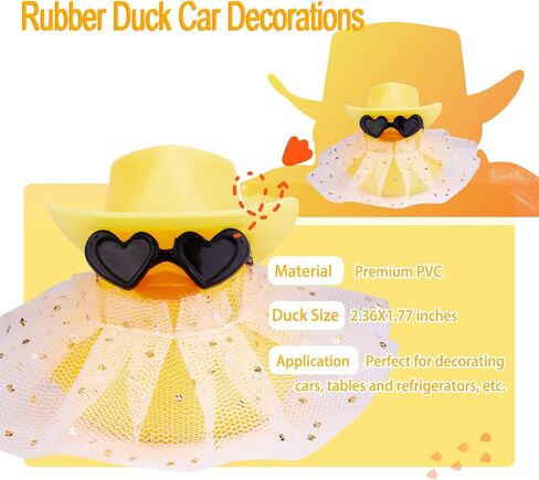 Car Rubber Duck Ornament Cute Duck Car Dashboard Decoration Accessories with Mini Hat Sunglasses and Skirt for Car Dashboard Decoration Accessories(A6) in Saudi Arabia