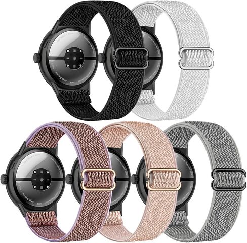 5 حزمة مسطحة نايلون متوافقة مع Google Pixel Watch 3 45 مم شريط للنساء ، وأشرطة مرنة قابلة للتعديل معصم الرياضة الناعمة الاستبدال لمشاهدة البكسل 3 45 ملم الملحقات in Kuwait