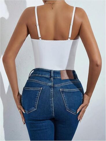 SweatyRocks Women's Corset Bodysuit Mesh Sheer Sleeveless Cami Jumpsuit Shirts Tops in Kuwait