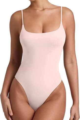 REORIA Women Sexy Cami Square Neck Thong Bodysuit Backless Spaghetti Strap Tank Top in Saudi Arabia