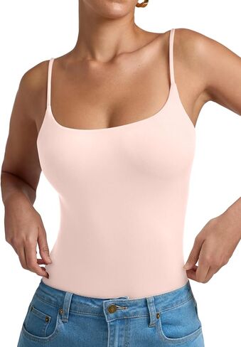 REORIA Women Sexy Cami Square Neck Thong Bodysuit Backless Spaghetti Strap Tank Top in Saudi Arabia