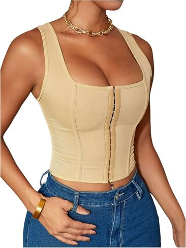 Soly Hux Women's Sexy Corset Top Corset Tank Clubwear Scoop Deck Bruc Tops in Kuwait