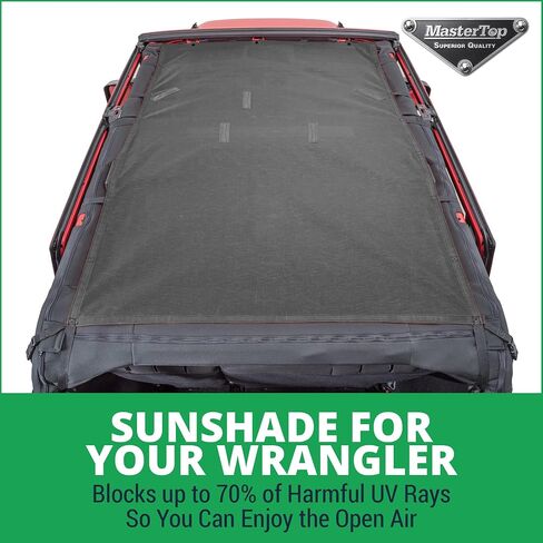 MasterTop Freedom Mesh Bimini Plus Top in Black | متوافق مع 2007-2018 JEEP JKU 4 DR WRANGLER المركبات | لا حاجة إلى الإزالة عند استبدال الأعلى الصلب | 14221401 in Kuwait