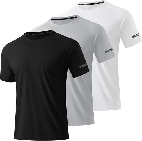3 Pack Workout Shirts for Men Short Sleeve UPF 50+ Sun Protection Tee Moisture Wicking Athletic Rash Guard T-Shirts Running in Saudi Arabia