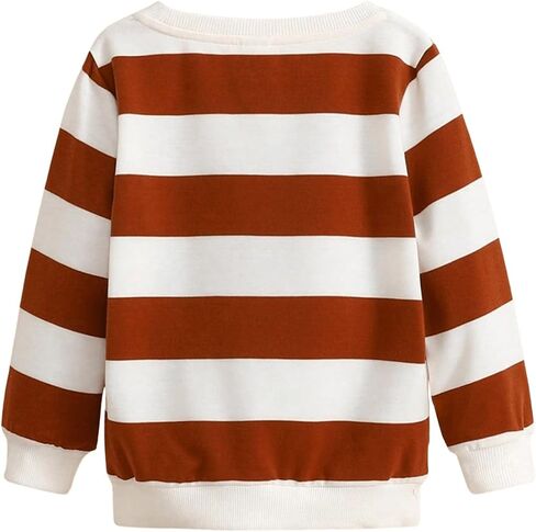 Verdusa Boy's Stripe Print Letter Patchwork Pullover Top Round Neck Long Sleeve Sweatshirt Brown 4Y in Saudi Arabia