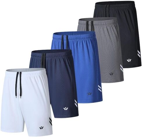 3/5 Pack Athletic Gym Shars شورتات كرة السلة الجافة السريعة مع جيوب للتمرين على تشغيل ملابس نشطة غير رسمية in Kuwait