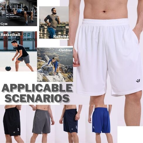 3/5 Pack Athletic Gym Shars شورتات كرة السلة الجافة السريعة مع جيوب للتمرين على تشغيل ملابس نشطة غير رسمية in Kuwait