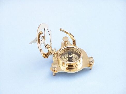 Hampton Nautical 3xglass-101 Solid Brass Captain's Triangle Sundial Compass W/Rosewood Box 3 "Decor-Natical Home in Kuwait