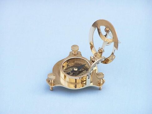 Hampton Nautical 3xglass-101 Solid Brass Captain's Triangle Sundial Compass W/Rosewood Box 3 "Decor-Natical Home in Kuwait