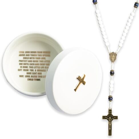 Catholic Baptism Gifts for Boys, Baby Baptism Gifts for Girl, Kids Rosary Beads Catholic, Baby Baptism Gifts Boy, Catholic Rosary for Women, Christening Gifts for Girls (White) in Saudi Arabia