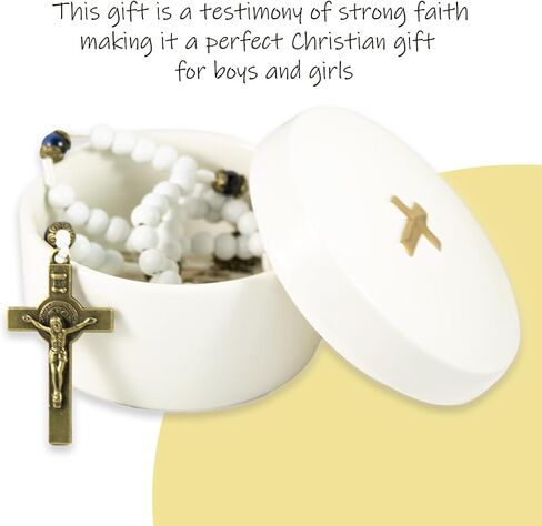 Catholic Baptism Gifts for Boys, Baby Baptism Gifts for Girl, Kids Rosary Beads Catholic, Baby Baptism Gifts Boy, Catholic Rosary for Women, Christening Gifts for Girls (White) in Saudi Arabia