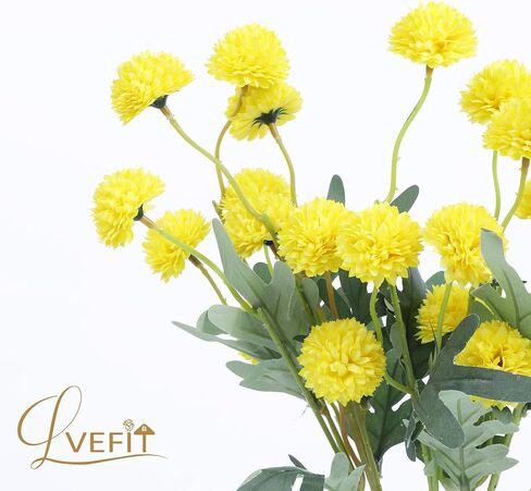10 Pcs Yellow Kiku Flower Fake Mums Long Stem Flowers,Faux Kiku Flower Bulk,Silk Flowers Mini Chrysanthemum Floral Arrangements,Artificial Flowers Chrysanth Mini Fake Flower in Kuwait