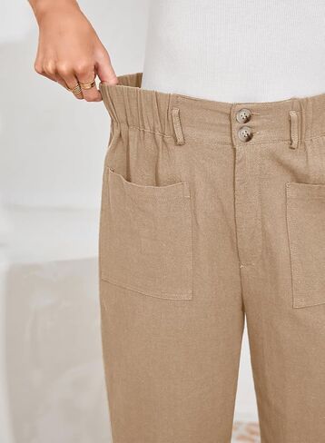 Dokotoo Womens Summer Pants عارضة كابري فضفاضة الكاحل طول عالي مخصر الحريم بالازو بنطلون بنطلون مع جيوب in Kuwait