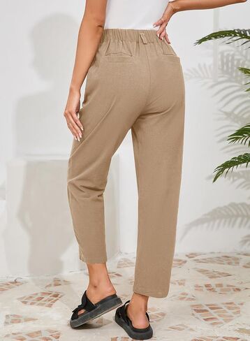 Dokotoo Womens Summer Pants عارضة كابري فضفاضة الكاحل طول عالي مخصر الحريم بالازو بنطلون بنطلون مع جيوب in Kuwait