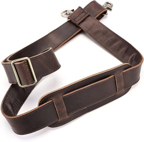 MASIWEI Genuine Leather Bag Strap Replacement Shoulder Strap Adjustable with Padded for Duffel Bag, Crossbody Bag, Laptop Bag, Briefcase, Messenger Bag,Coffee in Kuwait