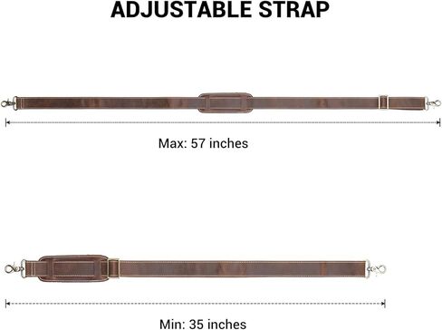 MASIWEI Genuine Leather Bag Strap Replacement Shoulder Strap Adjustable with Padded for Duffel Bag, Crossbody Bag, Laptop Bag, Briefcase, Messenger Bag,Coffee in Kuwait