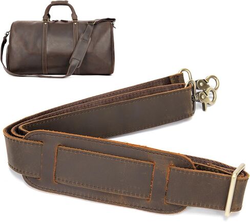 MASIWEI Genuine Leather Bag Strap Replacement Shoulder Strap Adjustable with Padded for Duffel Bag, Crossbody Bag, Laptop Bag, Briefcase, Messenger Bag,Coffee in Kuwait