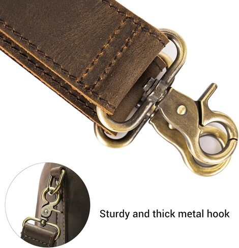 MASIWEI Genuine Leather Bag Strap Replacement Shoulder Strap Adjustable with Padded for Duffel Bag, Crossbody Bag, Laptop Bag, Briefcase, Messenger Bag,Coffee in Kuwait