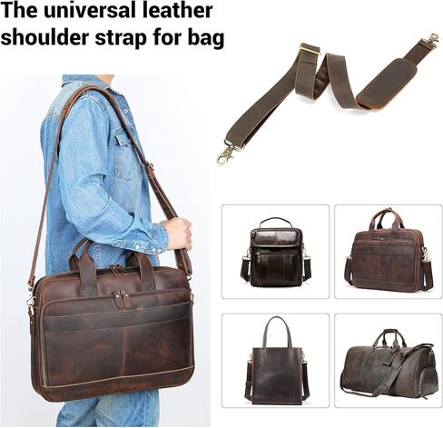MASIWEI Genuine Leather Bag Strap Replacement Shoulder Strap Adjustable with Padded for Duffel Bag, Crossbody Bag, Laptop Bag, Briefcase, Messenger Bag,Coffee in Kuwait