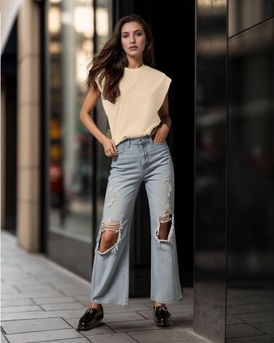Grecerelle Women 2025 Cap Sleeve Tops Summer Tee Shirt قميص فضفاضة طاقم الرقبة الأساسي للدبابات العطلة العصرية (S-2XL) in Kuwait