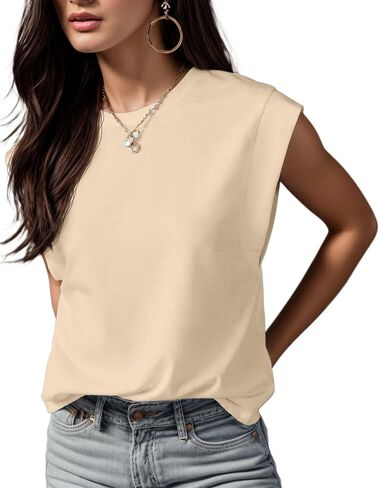 Grecerelle Women 2025 Cap Sleeve Tops Summer Tee Shirt قميص فضفاضة طاقم الرقبة الأساسي للدبابات العطلة العصرية (S-2XL) in Kuwait